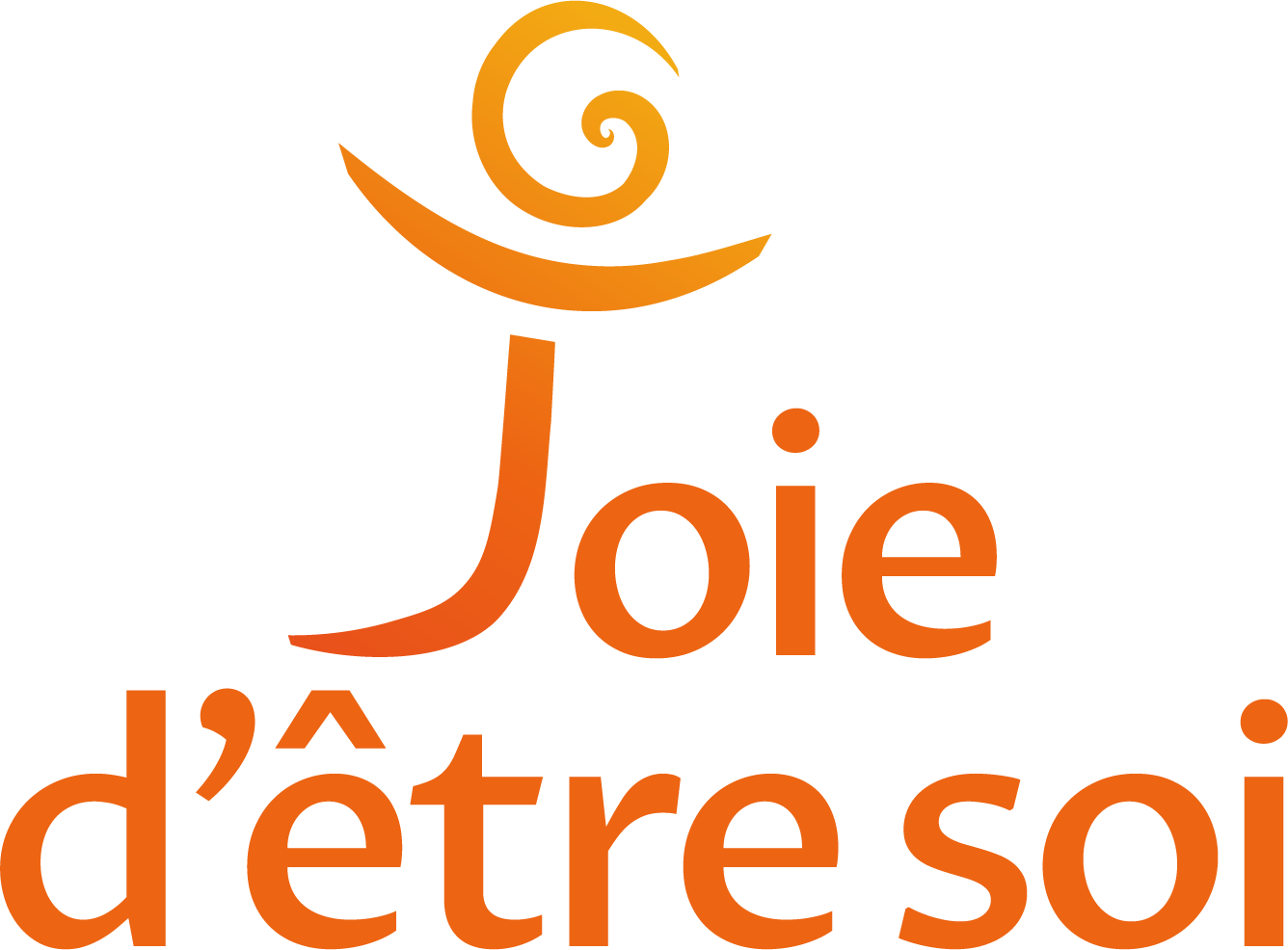 Logo vertical en dégradé orange et jaune , Joie d'etre Soi, avec le J représentant un bonhomme